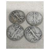 4- Walking liberty silver half dollars 1945,
