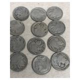 12- Buffalo nickels various dates