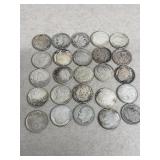 Silver Roosevelt dimes various dates group of 25