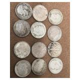 12- Silver Roosevelt dimes various dates