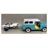 Structo  jeep with hauler and Ford car