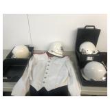 Band uniform with extra helmets