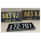 1953 Minnesota and 1972 Ohio license plates