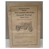 1936 Farmall Tractor Model F-20 Booklet