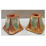 Muncie Pottery Drip-Glazed Candleholders