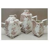 3 PC. J.H. Davis Victor Early Brown Transferware
