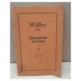 1929 Willys Six Operation And Care Model 98-B