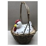 Chicken on a nest basket