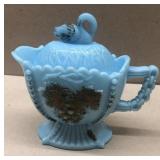 Swan blue glass dish