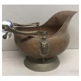 Copper coal bucket with lions