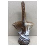 Caramel Slag glass basket