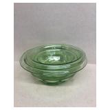 Green glass stackable bowls