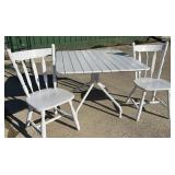 (2) White Chairs w/white table