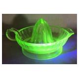 Green Vaseline glass juicer