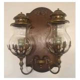 Double Candle Sconces Wooden/Metal/Glass
