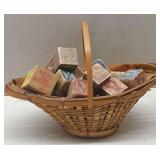 Small Old Wooden Blocks In A Basket