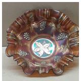 Grape Pattern Carnival Glass Bowl Amythist