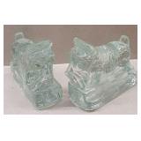 Pair Of Heavy Glass Scotty Dog Bookends