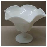 Westmorland Milk Glass Ruffled Compote