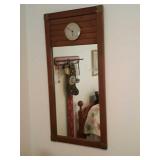 Unusual Wooden Framed Mirror With Seth Thomas