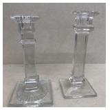 Pair of glass candleholders