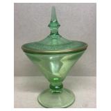 Green Vaseline glass dish