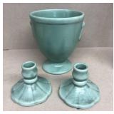 Camark pottery candle holder and vase