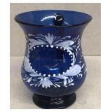 Hand painted forget me not glass