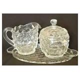 3 PCS Fostoria American Creamer/Sugar/Tray In