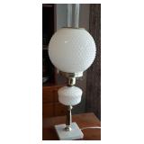 Milk Glass Lamp With A Marble Base