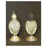 Sterling/Glass Salt/Pepper Shakers