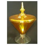 Carnival Glass Covered Candy Dish