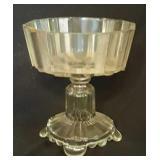 Early Frosted Ribbon Glass Open Compote