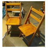 2 Oak Childs Folding Chairs Made In Cambridge