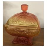 Carnival glass candy jar