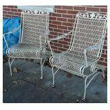 Pair Of White Spring Steel Arm Chairs