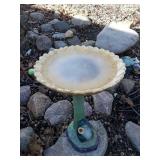 Resin Frog Birdbath and Frog Figurine