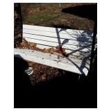 White Garden Bench Made Of Wood/Metal