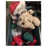 Christmas stuffed animals snoopy, dog elves etc.