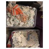 (2) Totes of crochet and fabric material