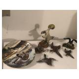 Duck figurines and plate