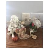 Angels, dove, pumpkin figurines