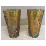 (2) Carnival glass glasses