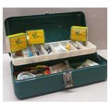 Metal Tackle Box With Lures And Hooks