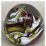 Paperweight white red yellow swirl