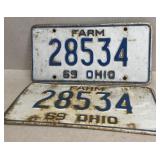 1969 Ohio match pair license plates