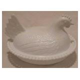 Milk Glass Hen On Nest