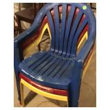 Three outdoor plastic chairs (PICKUP ONLY)