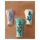 3 PC Matching Pottery Wallpockets