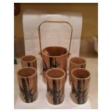 6 PC Bamboo Drink Set Made In Japan